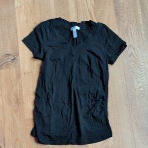 Ambiance Maternity Black V-Neck Tee - Small